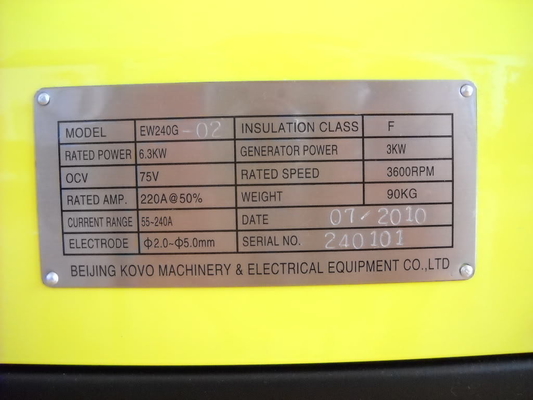 KOVO GASOLINE WELDER GENERATOR EW240G 90 KG Peso per i requisiti di saldatura dei condotti