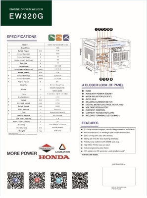 Motore a corrente continua KOVO EW320G Generatore di saldatura a benzina per Groupe Autonome De Soudage