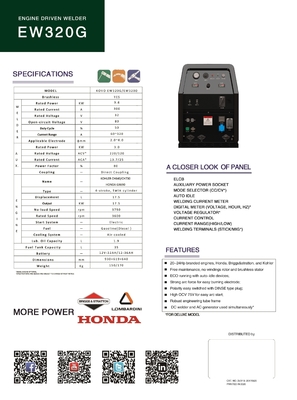 KOVO GASOLINE EW320G R Saldatrice per la generazione di energia Durable 930*620*640MM