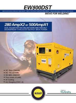 Tipo di rimorchio Generatore di saldatore diesel EW500DST con velocità 1500/1800 giri al minuto